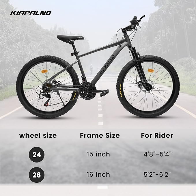 20 24 26 Inch Mountain Bike, 20 inch 7 Speeds Steel Kids Fat Tire Mountain Bike, 24 26 inch Aluminum Frame Boys Bike, Front Suspension Dual Disc Brake Teens Sport Bikes for Kids Boys Girls