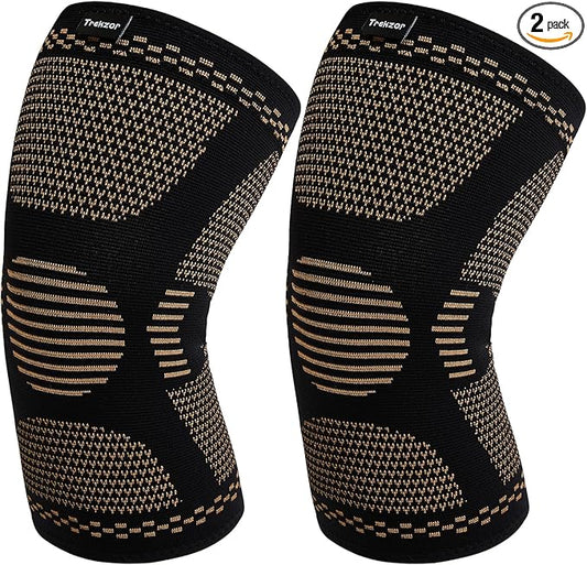 Knee Brace for Women and Men, Knee Compression Sleeve for Running, Workout, Hiking, and Fitness, Knee Brace for Arthritis Pain and Support (Pair, Black, Medium)