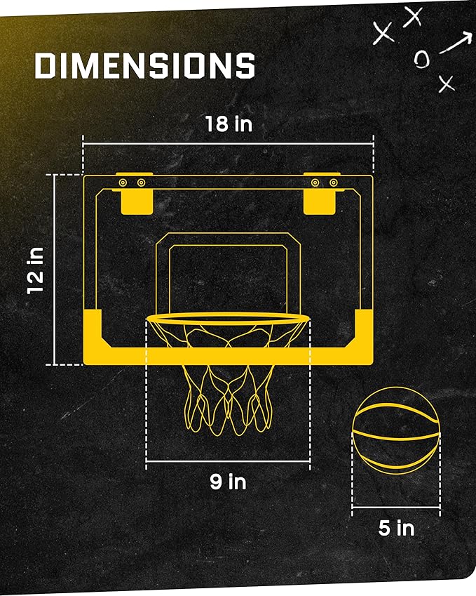 SKLZ Pro Mini Indoor Basketball Hoop - Over The Door – Portable - Great For Home, Dorms, Offices, and Gifts
