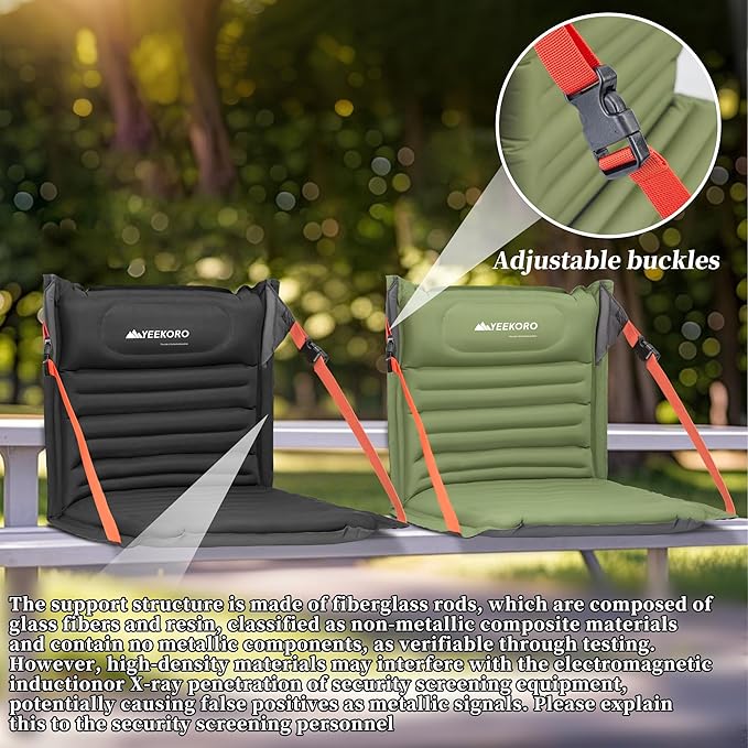 Inflatable Stadium Seats, Portable Bleacher Seat with Back Support, Foldable and Lightweight Chairs for Sporting Events/Camping, Stadium Seats with Storage Bag Lounge Chair