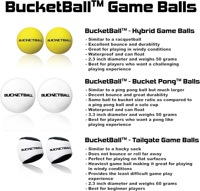 BucketBall | Team Color Edition | Combo Pack (Silver/White): Original Yard Pong Game: Best Camping, Beach, Lawn, Outdoor, Family, Adult, Tailgate, Jumbo, Giant Game