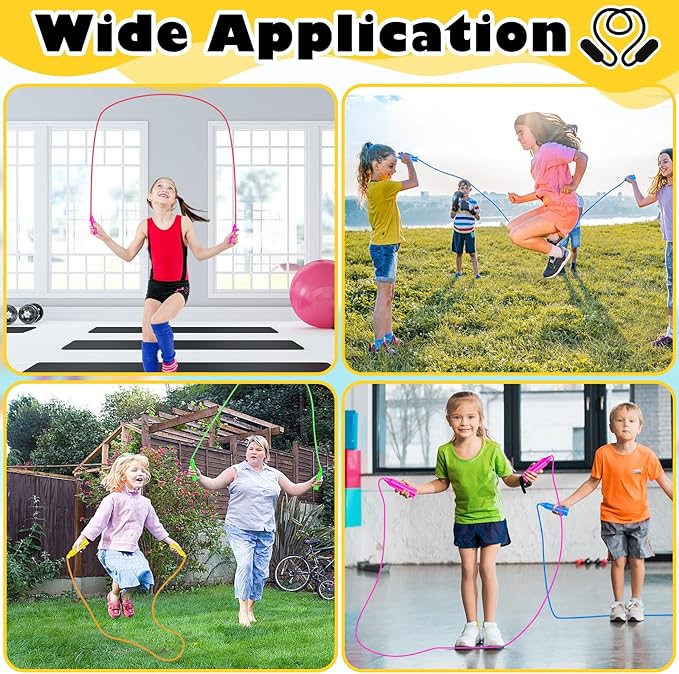 36 Pack Kids Jump Ropes, 7.3 Feet Colorful Adjustable Jump Ropes for Kids, Party Favors & Birthday Gifts, Indoor & Outdoor Activity