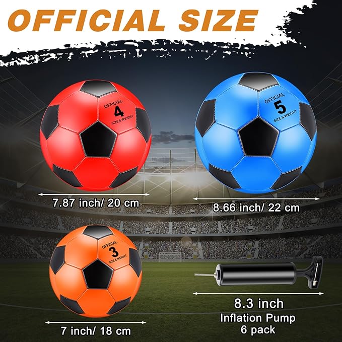 6 Pcs Operation Christmas Soccer Ball Bulk with Pump Needles, Official Deflated Soccer Ball Gift for Youth Adult Game Training Practice Christian Charity Donation Supplies
