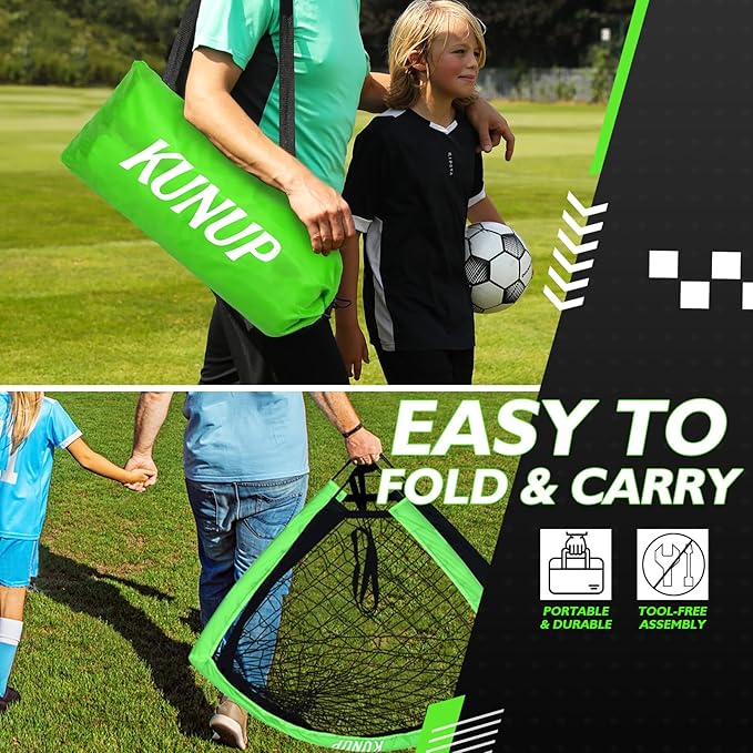 5×3 6x4 9x5 FT Portable Kids Soccer Goal for Backyard, Foldable Soccer Practice Net with Carrying Bag for Toddler Youth Adult Pop Up Soccer Training Equipment Indoor and Outdoor Sports Game