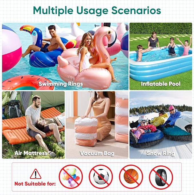 Electric Air Pump for Inflatable Pool Toys - High Power Quick-Fill Air Mattress Inflator Deflator Pump for Pool Float Raft Gymnastics Track Mat, Portable Air Pump 4 Nozzles AC 110-120V (400W)