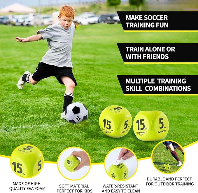 2 Pack Kids Soccer Goal for Backyard Set 5x3FT Portable Pop Up Soccer Net Training Equipment with Soccer Ball, Training Dice Mat, Cones and Carry Bag for Youth Toddler Teams Indoor Outdoor Sport Game