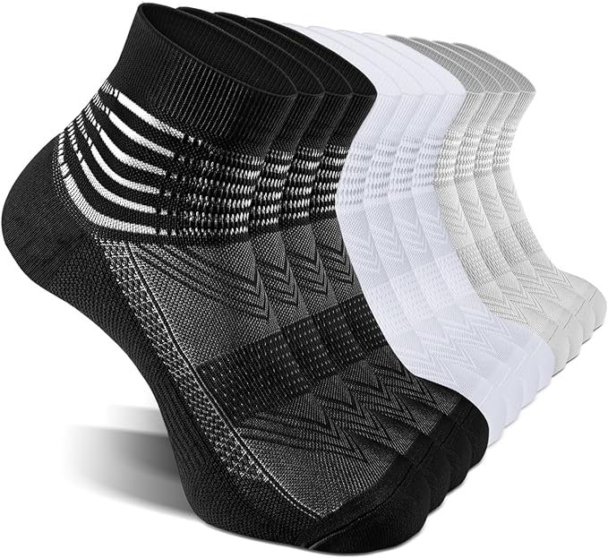 IRAMY Compression Ankle Support Socks Coolmax Wicking Cushioned Athletic Plantar Fasciitis Relief Men Women 2/3/6 Pairs