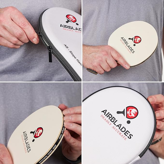Professional Ping Pong Paddle with Hard Carry Case | Pro Table Tennis Racket | Table Tennis Paddle with Ergonomic Handle | 5 Blades of Wood with Premium Rubber and Sponge by AirBlades