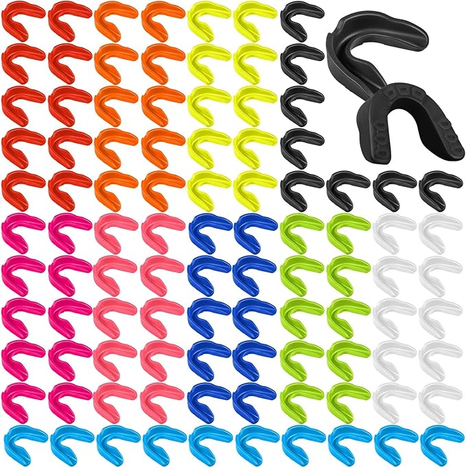 Kathfly 100 Pcs Youth Mouth Guard for Sports Mouthguard Athletic Football Mouth Guard Football Mouthpiece Gum Protection for Boxing Basketball Hockey Karate(Assorted Colors)