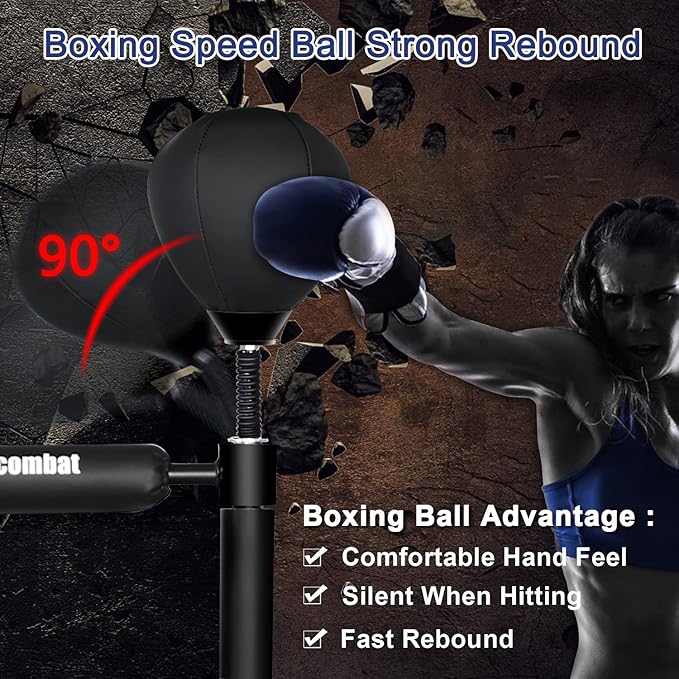 INNOLIFE Boxing Speed Trainer,Boxing Spinning Bar with Speed Bag Free Standing Adjustable Height from 4.8 ft-6 ft