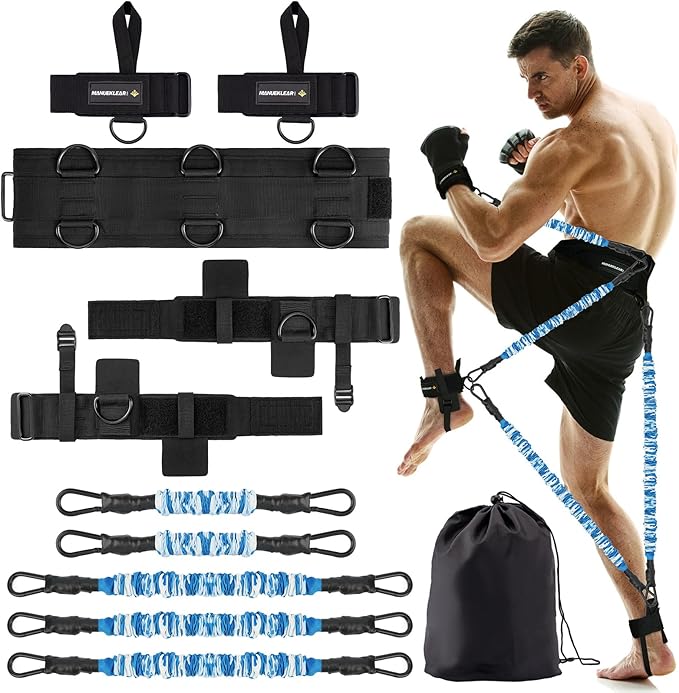 MANUEKLEAR Shadow Boxing Resistance Bands for MMA and Martial Arts, Three Resistance Levels of Full Body Resistance Bands for Boxing Fitness to Enhance Speed and Power
