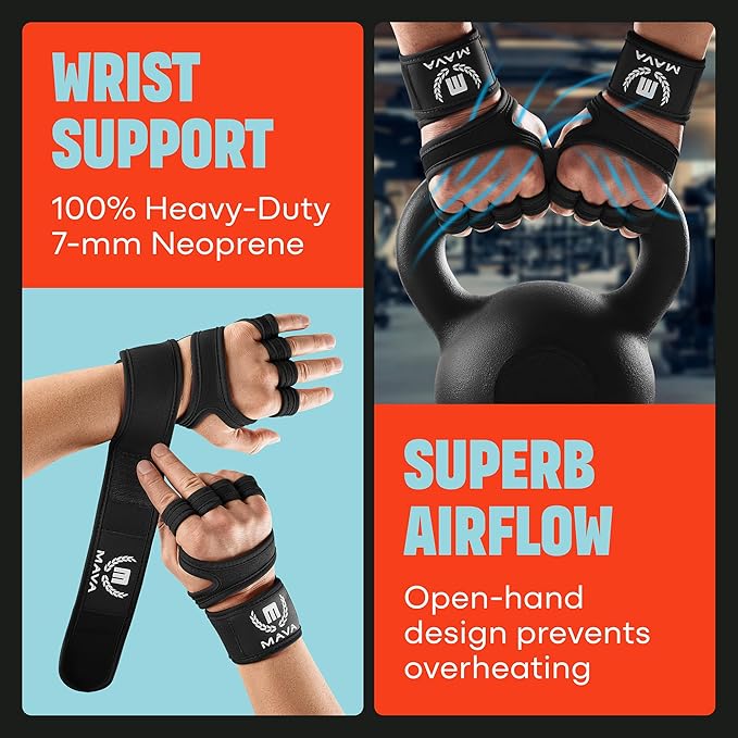 Mava Sports Weight Lifting Gloves with Wrist Support, Work Out Gloves, Gym Gloves - Great for Cross Training, Pull Ups, Calisthenics and Gym, Workout Gloves for Men & Women, Size : Medium