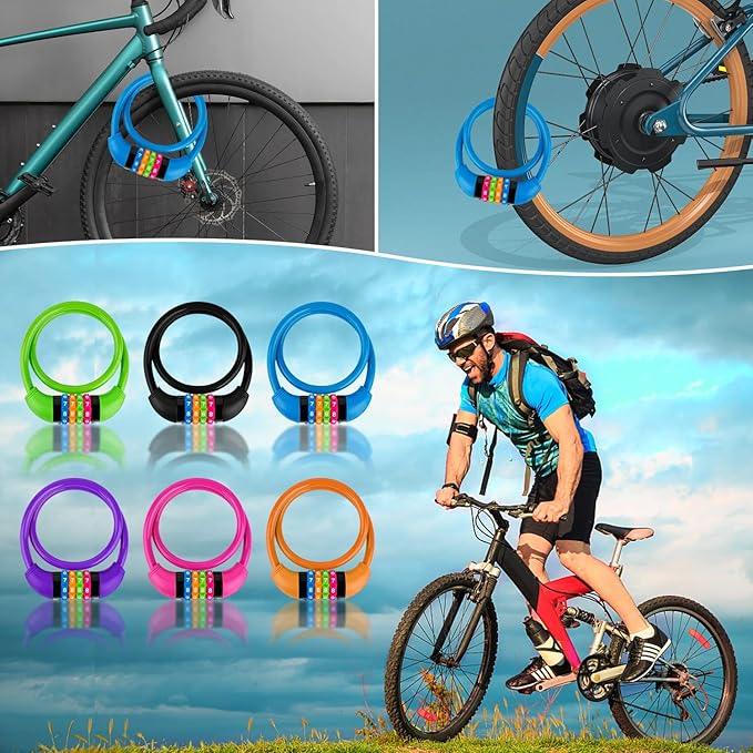 Bike Lock Cable, Bicycle Cable Lock with 4 Digit Combination & Alloy Lock Head, Resettable Combination Kids Bike Cable Lock, 2 Ft x ∅1/2 in (Rose Red)