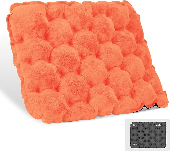 Inflatable Seat Cushion, Lightweight Camping Air Sitting Pad with Repair Cloths, Waterproof Air Cushion, Portable Air Seat Cushion for Climbing Hiking Office Airplane Car Stadium Seat