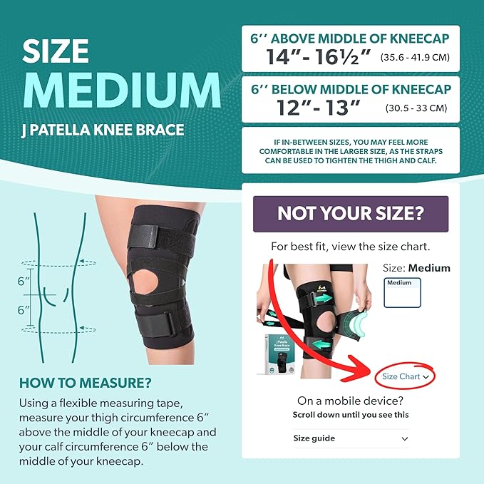 BraceAbility J Patella Knee Brace - Lateral Patellar Stabilizer with Medial and J-Lat Support Straps for Dislocation, Subluxation, Patellofemoral Pain, Left or Right Kneecap Tracking (M)