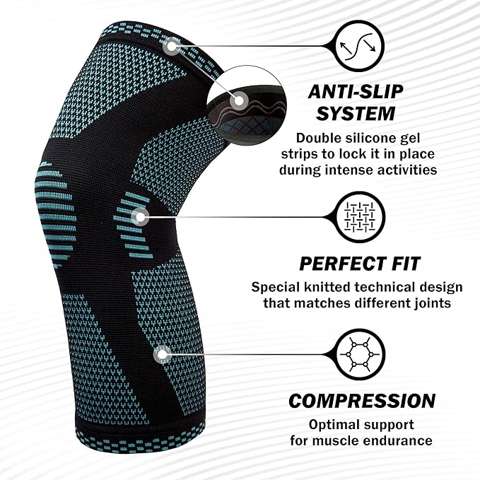 POWERLIX Leg Sleeve - Best Knee Brace for Leg Pain for Men & Women Knee Support for Running, Basketball, Volleyball, Weightlifting, Gym, Workout, Sports Please Check Sizing Chart