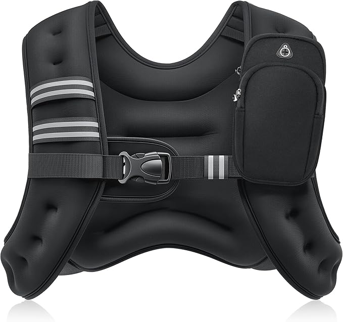 ZELUS Weighted Vest, 6lb/8lb/12lb/16lb/20lb/25lb/30lb Weight Vest with Reflective Stripe for Workout, Strength Training, Running, Fitness, Muscle Building, Weight Loss, Weightlifting