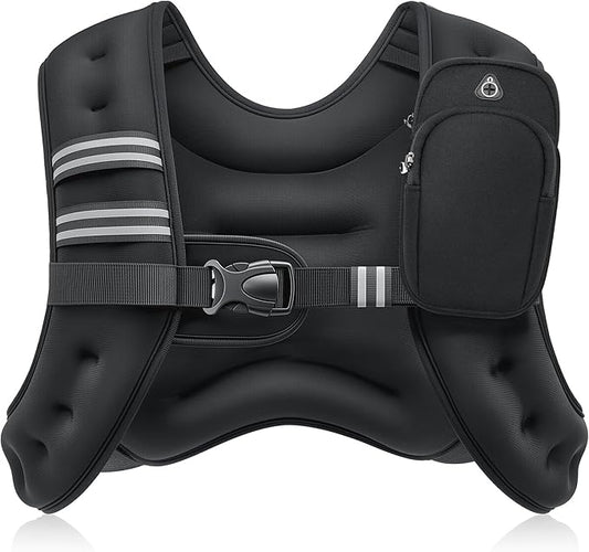 ZELUS Weighted Vest, 6lb/8lb/12lb/16lb/20lb/25lb/30lb Weight Vest with Reflective Stripe for Workout, Strength Training, Running, Fitness, Muscle Building, Weight Loss, Weightlifting