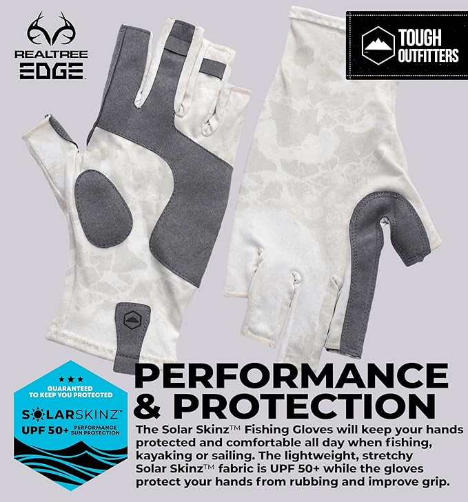 Tough Outdoors UV Fishing Gloves - Fingerless, Kayaking & Sailing - UPF 50+ Sun Protection