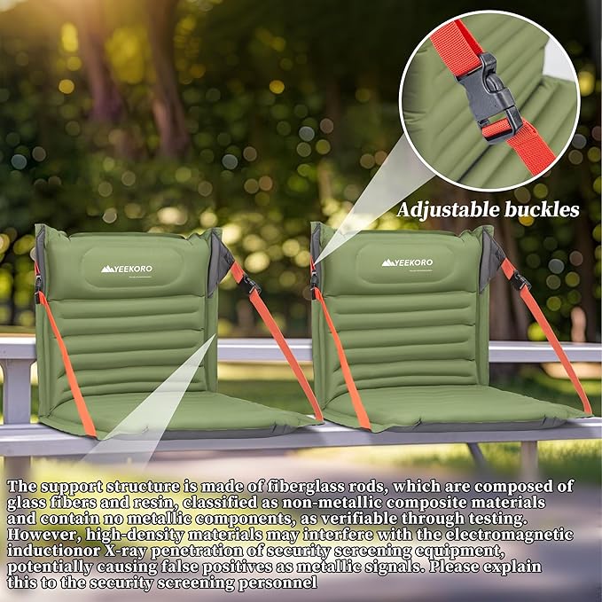 Inflatable Stadium Seats, Portable Bleacher Seat with Back Support, Foldable and Lightweight Chairs for Sporting Events/Camping, Stadium Seats with Storage Bag Lounge Chair