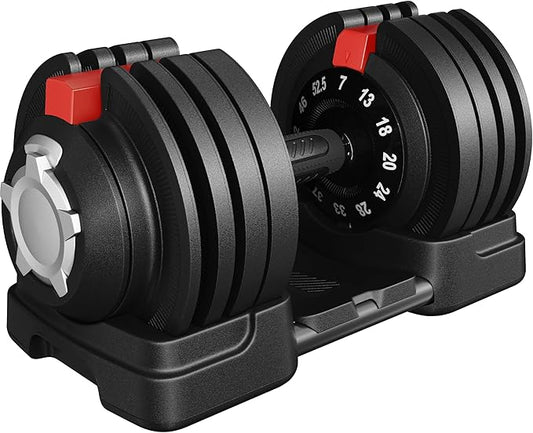 Yaheetech Adjustable Dumbbell Set 28/40/52.5/90LBS Adjustable Dumbbells Fast Adjust Dumbbell Weight Set with Anti-Slip Handle and Tray for Men/Women Home Gym Strength Training Equipment Single/Pair