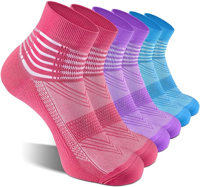 IRAMY Compression Ankle Support Socks Coolmax Wicking Cushioned Athletic Plantar Fasciitis Relief Men Women 2/3/6 Pairs