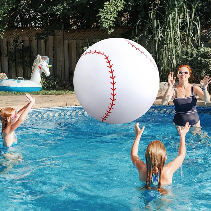 Lewtemi Giant Inflatable Sports Balls Large Inflatable Beach Ball Baseballs Soccer Rainbow Basketball Football for Sport Birthday Party Favor (3 Pcs,Soccer, Baseball, Basketball,27 Inch)