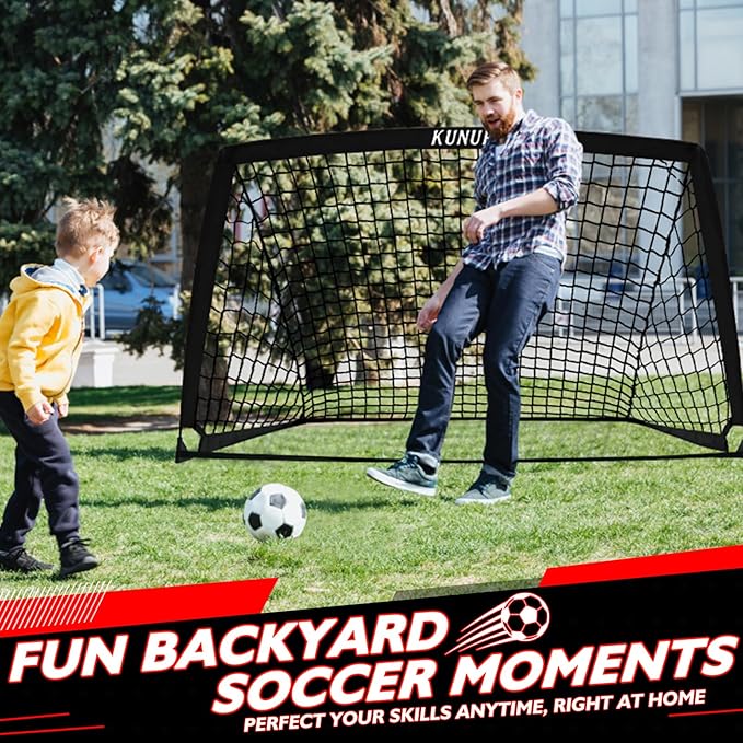5×3 6x4 9x5 FT Portable Kids Soccer Goal for Backyard, Foldable Soccer Practice Net with Carrying Bag for Toddler Youth Adult Pop Up Soccer Training Equipment Indoor and Outdoor Sports Game