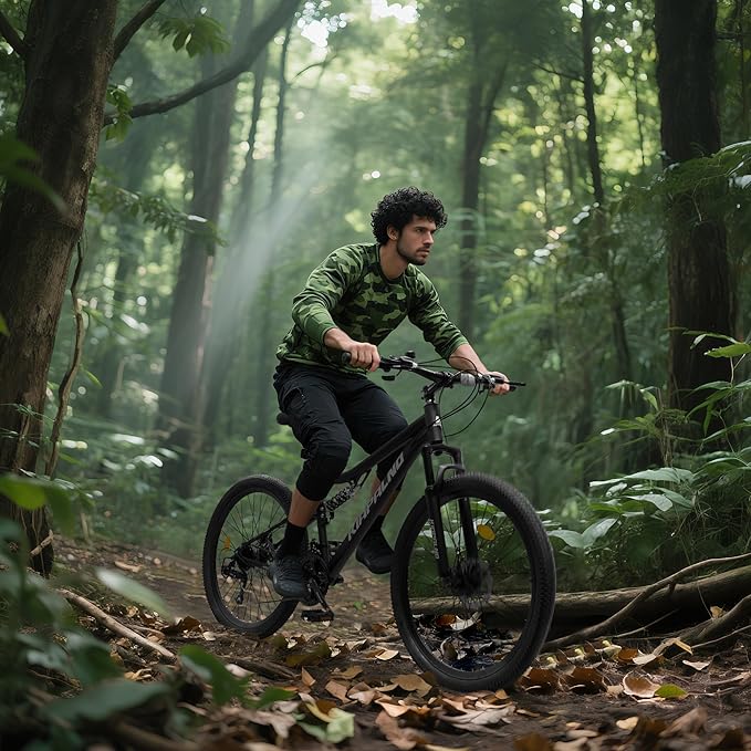 24/26/27.5 Inch Mountain Bike, Dual Full Suspension 21 Speed Womens Mens Mountain Bikes, Commuter Bike with Carbon Steel Frame and Dual Disc Brakes