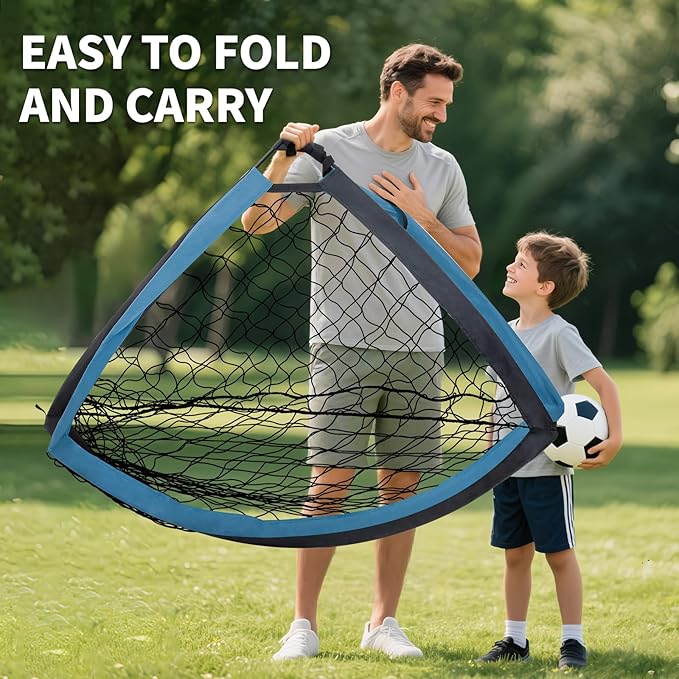 2 Pack Kids Soccer Goal for Backyard Set 6x4FT Portable Pop Up Soccer Net Training Equipment with Soccer Ball, Training Dice Mat, Cones and Carry Bag for Youth Toddler Teams Indoor Outdoor Sport Game