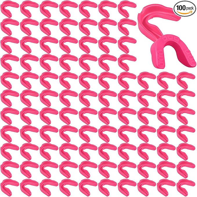 Kathfly 100 Pcs Youth Mouth Guard for Sports Mouthguard Athletic Football Mouth Guard Football Mouthpiece Gum Protection for Boxing Basketball Hockey Karate (Pink)