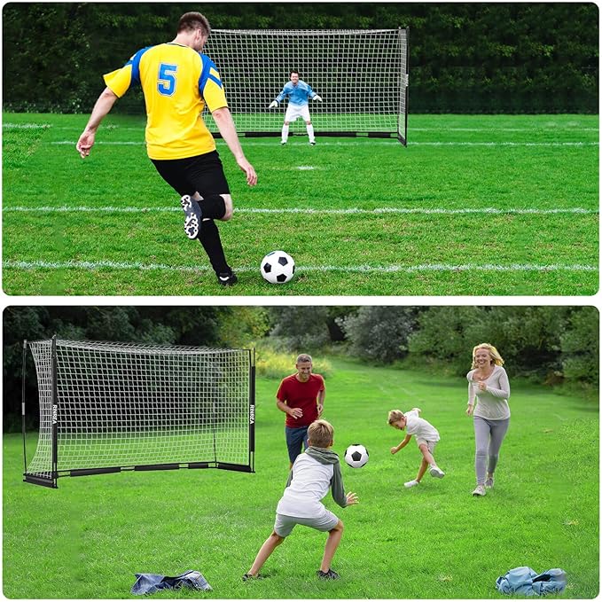 Portable Soccer Goal, Collapsible Soccer Goal Net Metal Base, Quick Setup Soccer Training Equipment with 1 Carry Bag, 1 Agility Ladder, 4 Ground Nails