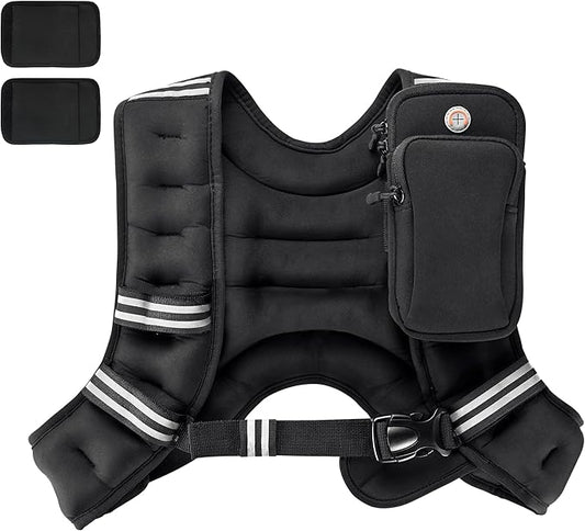 PACEARTH Weighted Vest,4lb/6lb/10lb/12lb/16lb/20lb/25lb/30lb Weight Vest with Reflective Stripe, Body Weight Vests Adjustable for Men, Women Workout, Strength Training, Running, Walking, Jogging