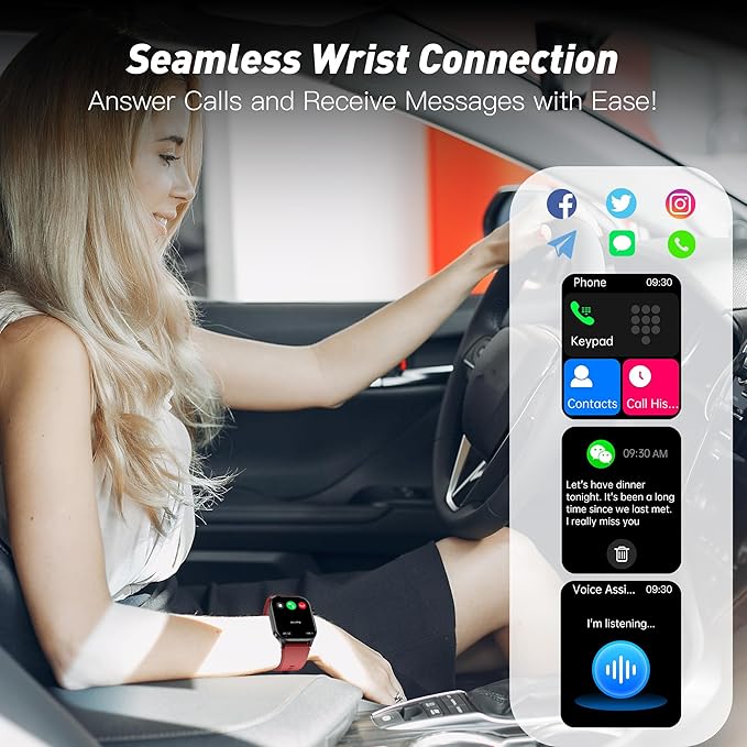 Smart Watch for Men Women, 2.04" AMOLED Color Screen, 24/7 Heart Rate, Blood Oxygen, Blood Pressure, Sleep and Stress Health Monitor, Blood and Body Composition Insights, 150 Sports Modes (Blue)