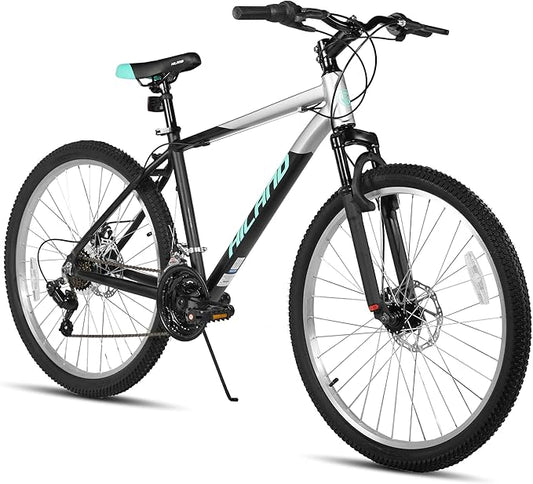 HILAND 26 27.5 inch Mountain Bike 18 Speeds, Suspension Fork, Aluminum Frame Disc-Brake for Men Women Mens MTB Bicycle Adlut Bike