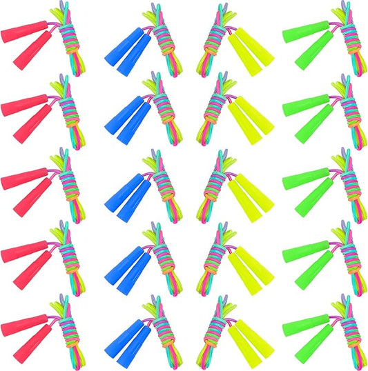 Kids Jump Rope,20 Pack Rainbow Jump Rope Set,7.2 Ft Adjustable Skipping Rope,Durable Jump Ropes with Plastic Handles,Vibrant Jumping Ropes for Outdoor Fun Exercise Fitness Activity Party Favors(20)
