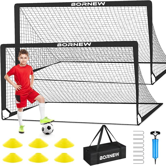 Kids Soccer Goal for Backyard Set - 2 Set of 6X4 / 4X3 ft Toddler Soccer Nets Training Equipment, Soccer Ball, Pop Up Portable Soccer Set for Kids and Youth Games and Training Goals Ages 3-16 Gift