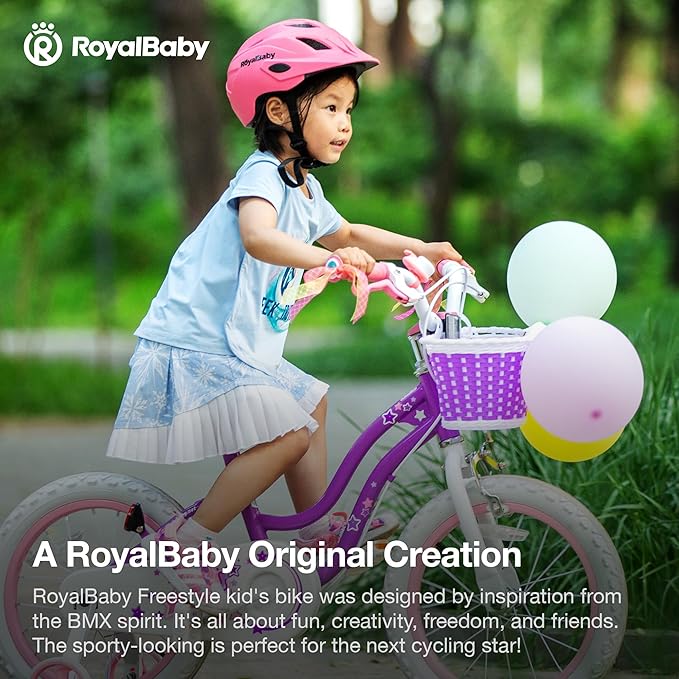 RoyalBaby Girls Bike EZ Bike Stargirl Training Free Balance to Pedal Easy Learning Bicycle, 12-20 Inch for Toddlers & Big Kids.
