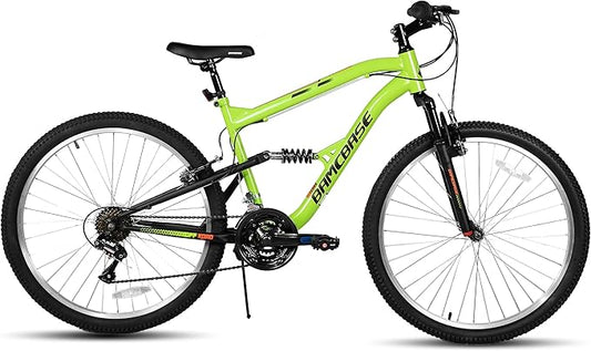 Hiland Full Suspension Mens Mountain Bike, 18 Speed, 26 Inch Wheel, Dual V Brake Bike for Men Womens Adult Bicycle