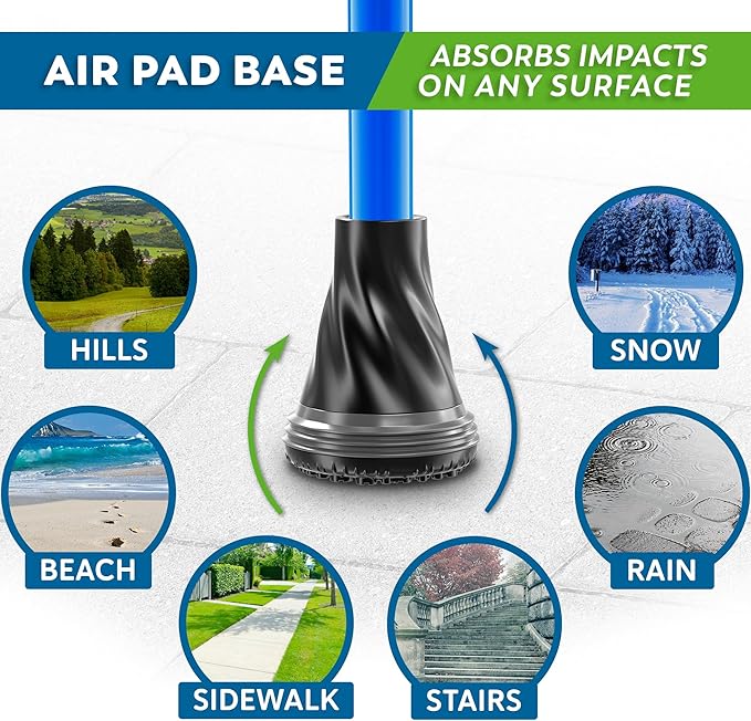 HONEYBULL Foldable Walking Cane for Seniors & Adults – Adjustable 8 Height Settings 30-37", Lightweight Collapsible Cane with Air Cushion Tip, Ergonomic Comfort Grip & Wrist Strap