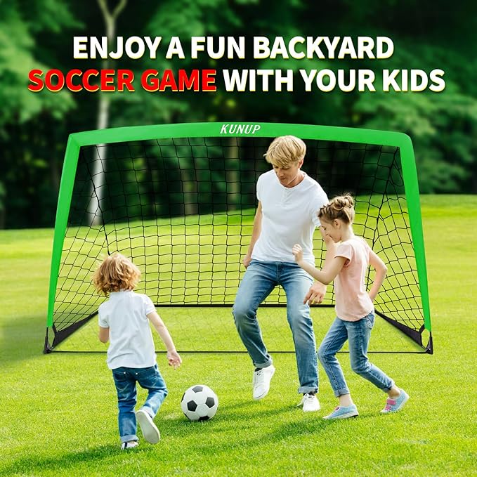 2 Pack Kids Soccer Goal for Backyard Set 6x4FT Portable Pop Up Soccer Net Training Equipment with Soccer Ball, Training Dice Mat, Cones and Carry Bag for Youth Toddler Teams Indoor Outdoor Sport Game