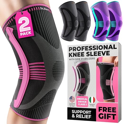 DR. BRACE ELITE Knee Brace with Size Stabilizer (2 Pack) Knee Brace for Women & Men, Workout, Sports, Daily Knee Compression Sleeve for Maximum Knee Pain Support & Fast Recovery (Orion, X-Large) 2