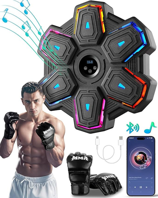 Prorobust Music Boxing Machine with Gloves, Smart Bluetooth Wall Mounted Music Boxing Trainer, LED Boxing Target Workout Equipment for Home, Office, Gym (Upgrade)