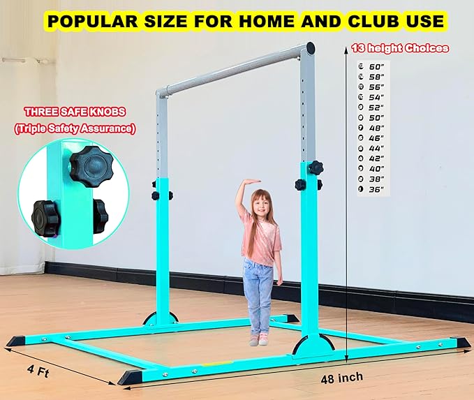 MARFULA Gymnastic Bar for Kids Gymnastic Kip Bar Horizontal Bar Gymnastic Training Equipment for Kids 3-15 Years Home and Club Use