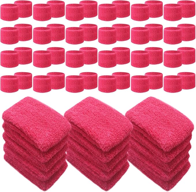 Lounsweer 72 Pcs Bulk Sports Wristbands - Sweatbands for Kids, Gifts, Party Favors, Athletics, and Fans
