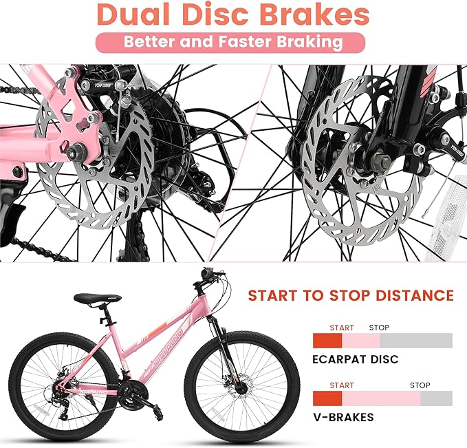 24/26/27.5 Inch Wheels Mountain Bike Shimano 21 Speeds with Mechanical Disc Brakes Aluminum/High-Carbon Steel Frame Suspension MTB Bikes Mountain Bicycle for Adult & Teenagers