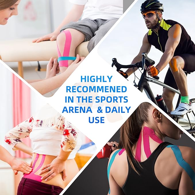 Kinesiology Tape - 80 Precut Strips (10" x 2") | Hypoallergenic, Latex-Free | Mixed Colors Athletic Tape for Muscle & Joint Support, Sports & Physical Therapy