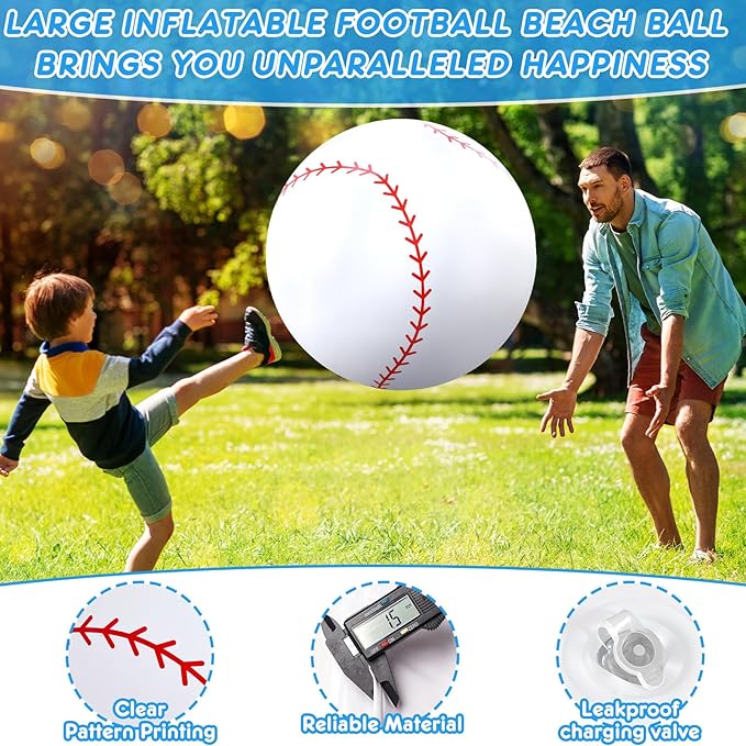 Lewtemi Giant Inflatable Sports Balls Large Inflatable Beach Ball Baseballs Soccer Rainbow Basketball Football for Sport Birthday Party Favor(4 Pcs,Soccer, Baseball, Basketball, Beach Ball,27 Inch)
