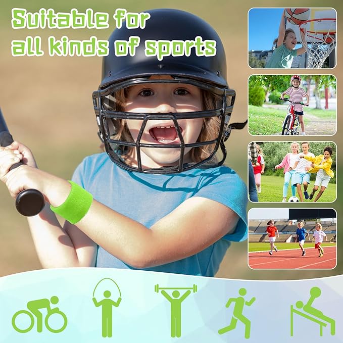 Lounsweer 72 Pcs Bulk Sports Wristbands - Sweatbands for Kids, Gifts, Party Favors, Athletics, and Fans