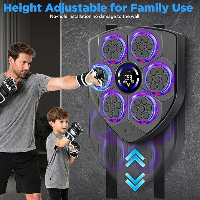 Music Boxing Machine,Smart Boxing Machine for Adults with Boxing Gloves,9 Modes & 9 Speeds Wall Mounted Music Punching Machine for Home Gym Office Workout